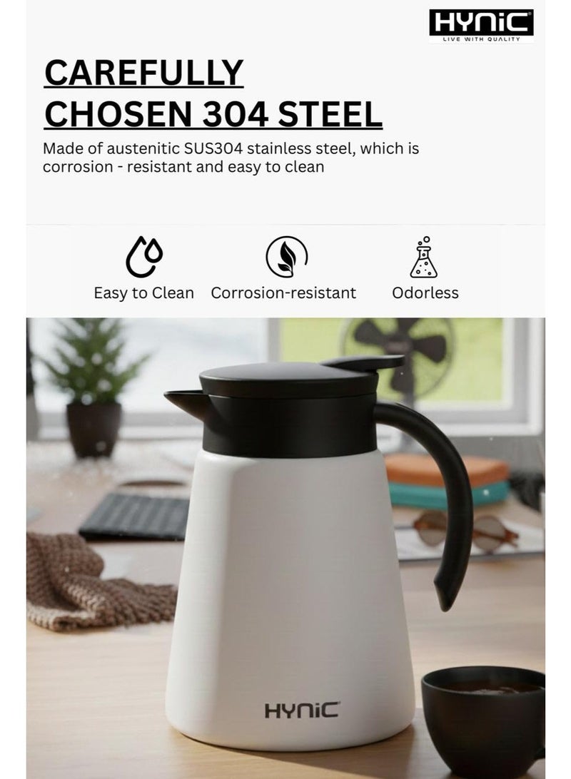 Hynic Stainless Steel Vacuum Flask 880ml | Double-Wall Vacuum Insulated Thermal Carafe for Hot & Cold Drinks | 12-Hour Heat Retention, BPA-Free 304 Food-Grade Steel, Leakproof Lid - Image 2